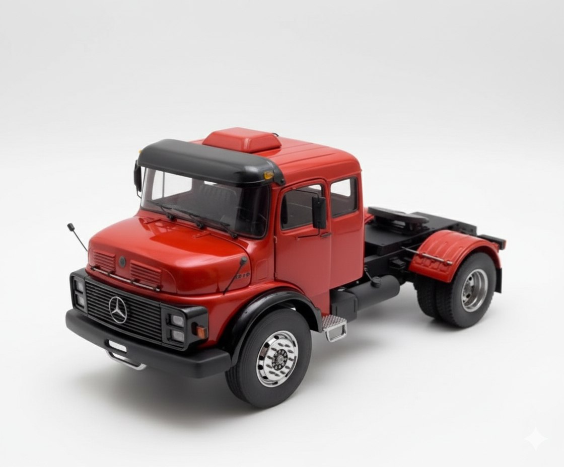 Mercedes-Benz L-1113 Cavalo Mecânico Vermelho Miniatura RC -  Escala 1/24